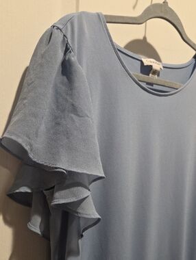 Calvin Klein Light Blue Ruffle Sleeve Blouse